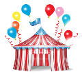Circus tent with balloons